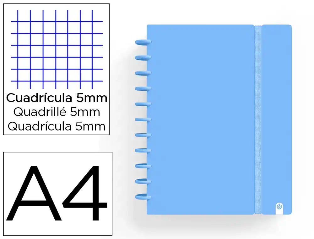 Cuaderno carchivo ingeniox foam a4 80h cuadricula azul pastel