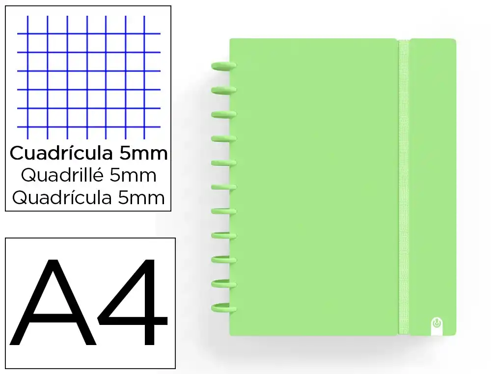 Cuaderno carchivo ingeniox foam a4 80h cuadricula verde pastel
