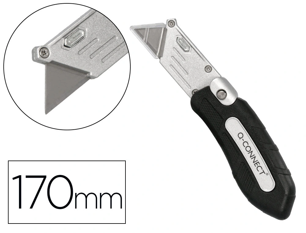 [169920] Cuter q-connect metalico ancho plegable con mango antideslizante cuchilla 19 mm xd-925 conclip blister 1 unidad