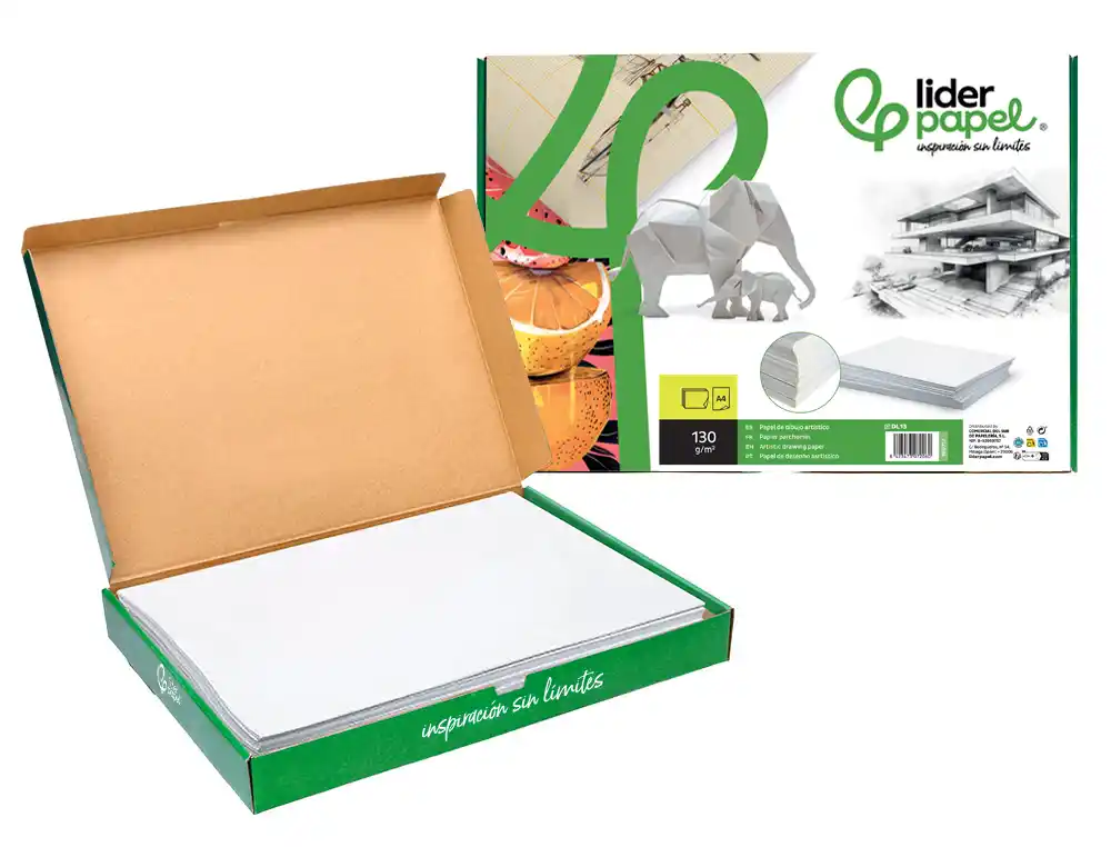Papel dibujo liderpapel 210x297 mm 130 g sin recuadro din a4 hoja