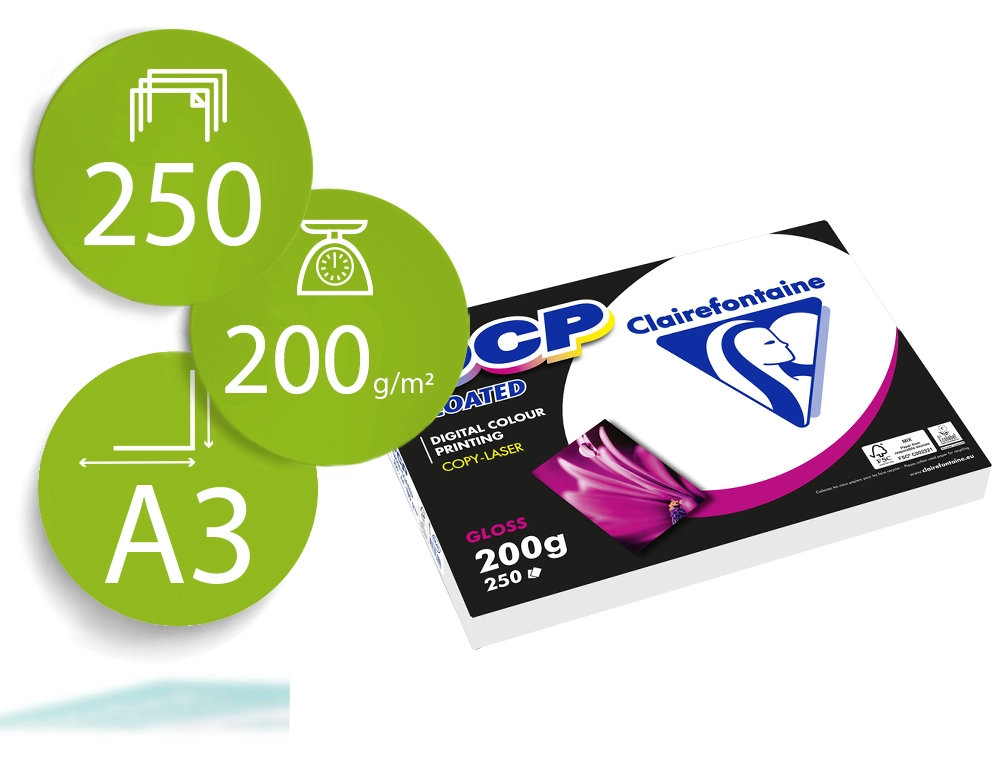 [169681] Papel fotocopiadora color dcp coated glossy din a3 200 gramos paquete de 250 hojas