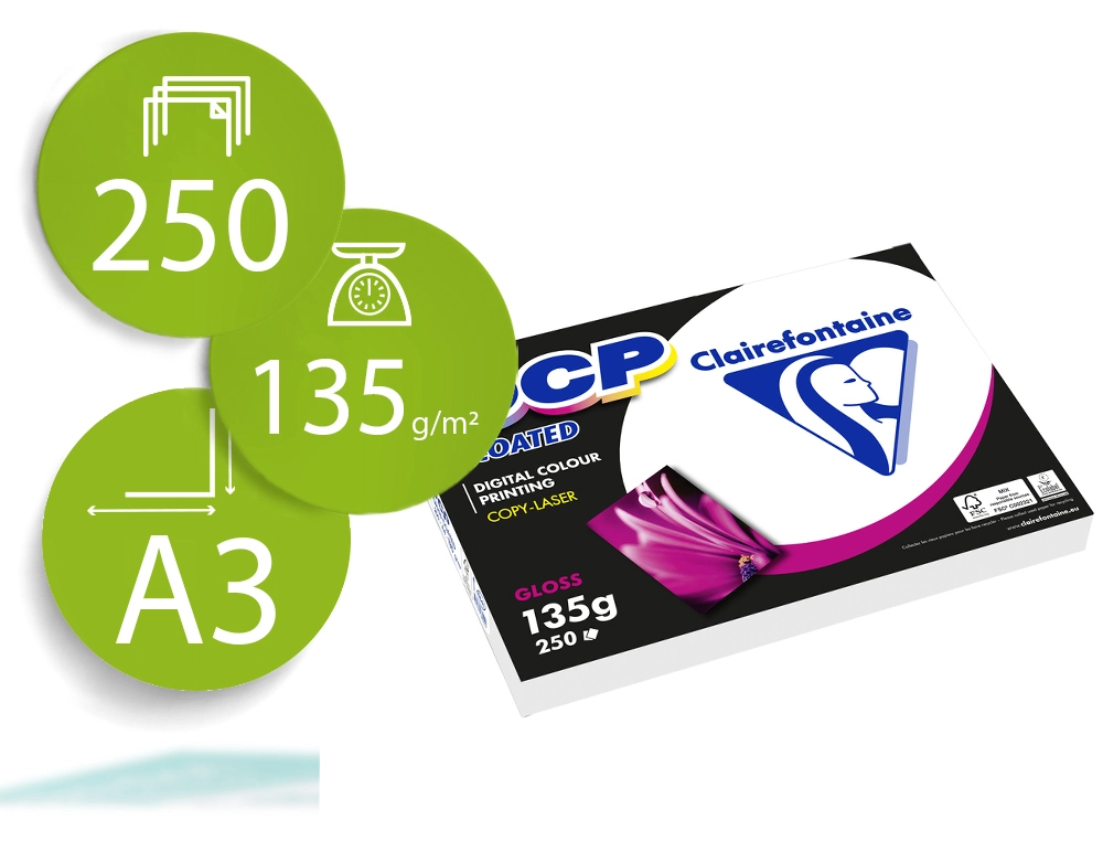 [169678] Papel fotocopiadora color dcp coated glossy din a3 135 gramos paquete de 250 hojas