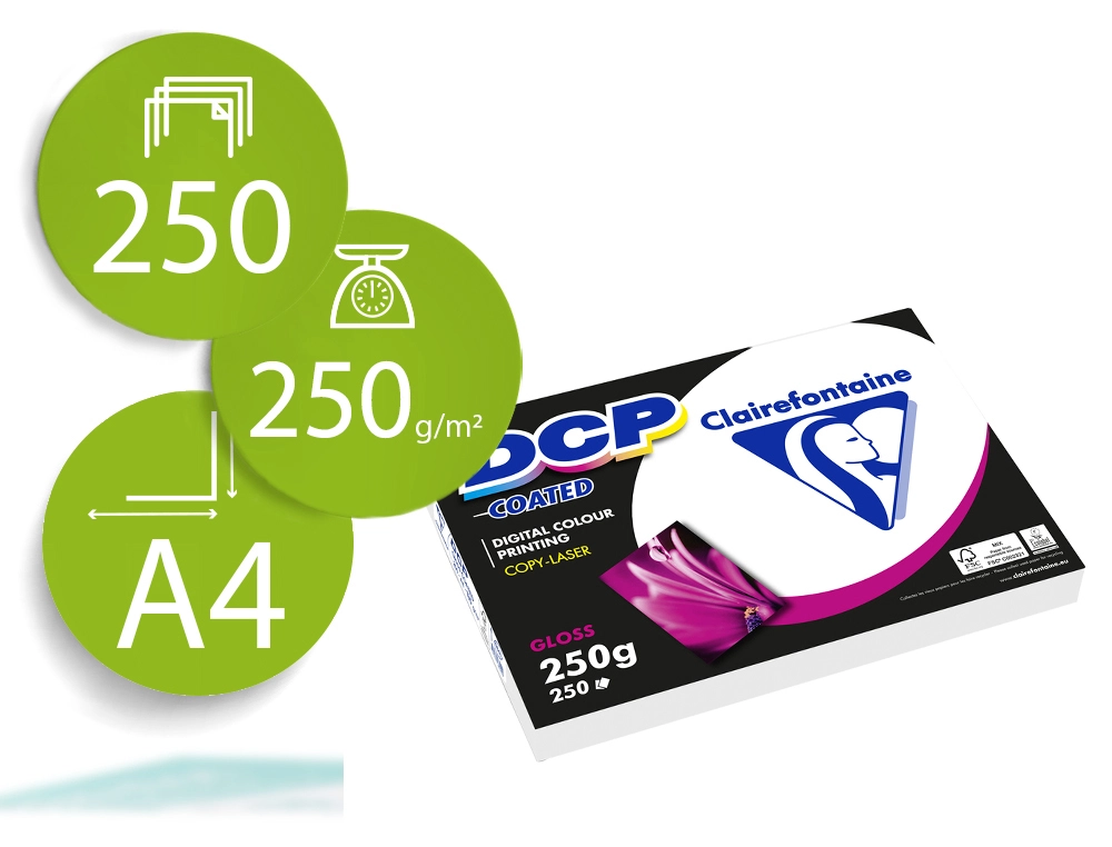[169676] Papel fotocopiadora color dcp coated glossy din a4 250 gramos paquete 250 hojas