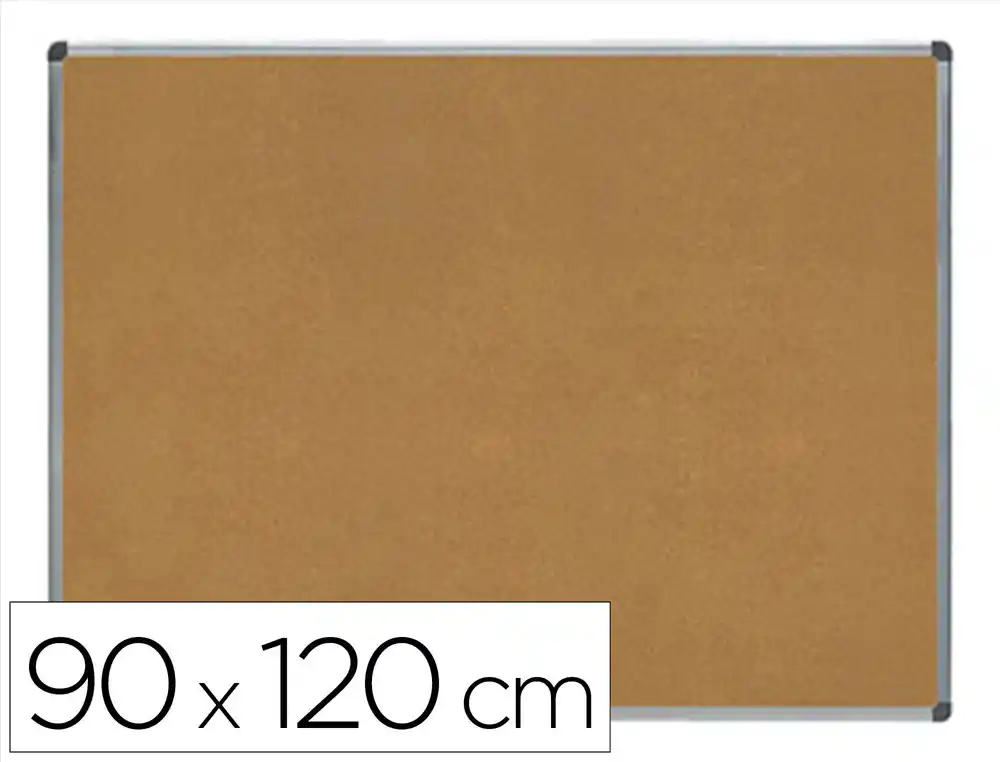 [169619] Pizarra corcho rocada marco aluminio con cantoneras 90x120 cm