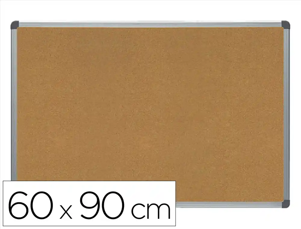 Pizarra corcho rocada marco aluminio con cantoneras 60x90 cm