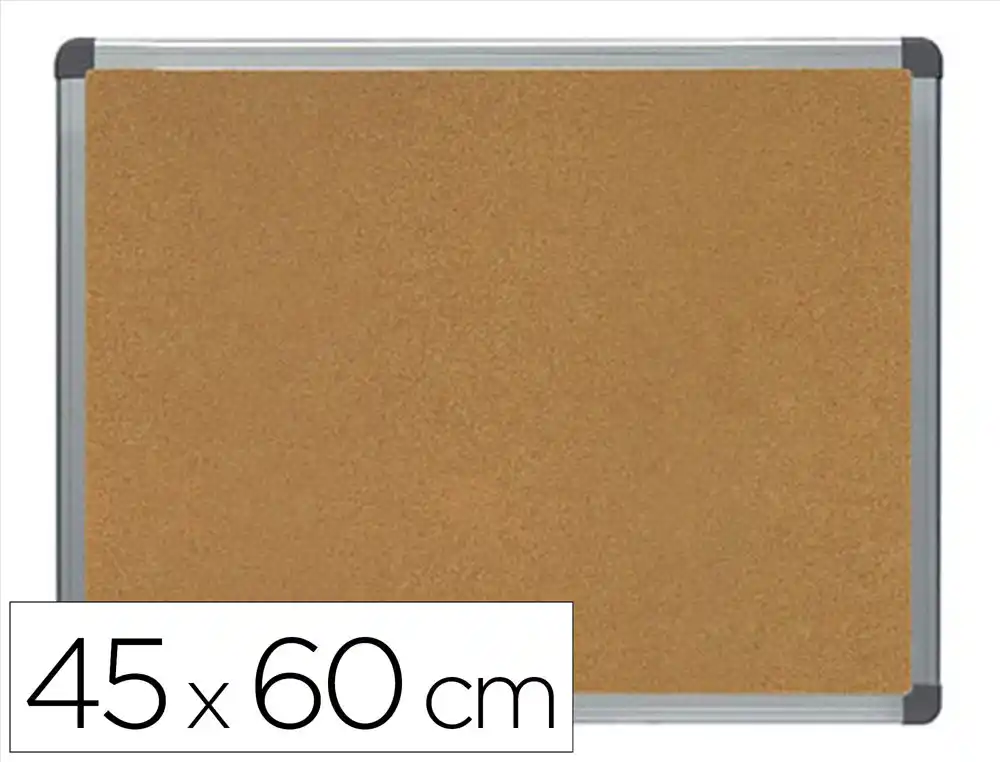 [169617] Pizarra corcho rocada marco aluminio con cantoneras 45x60 cm