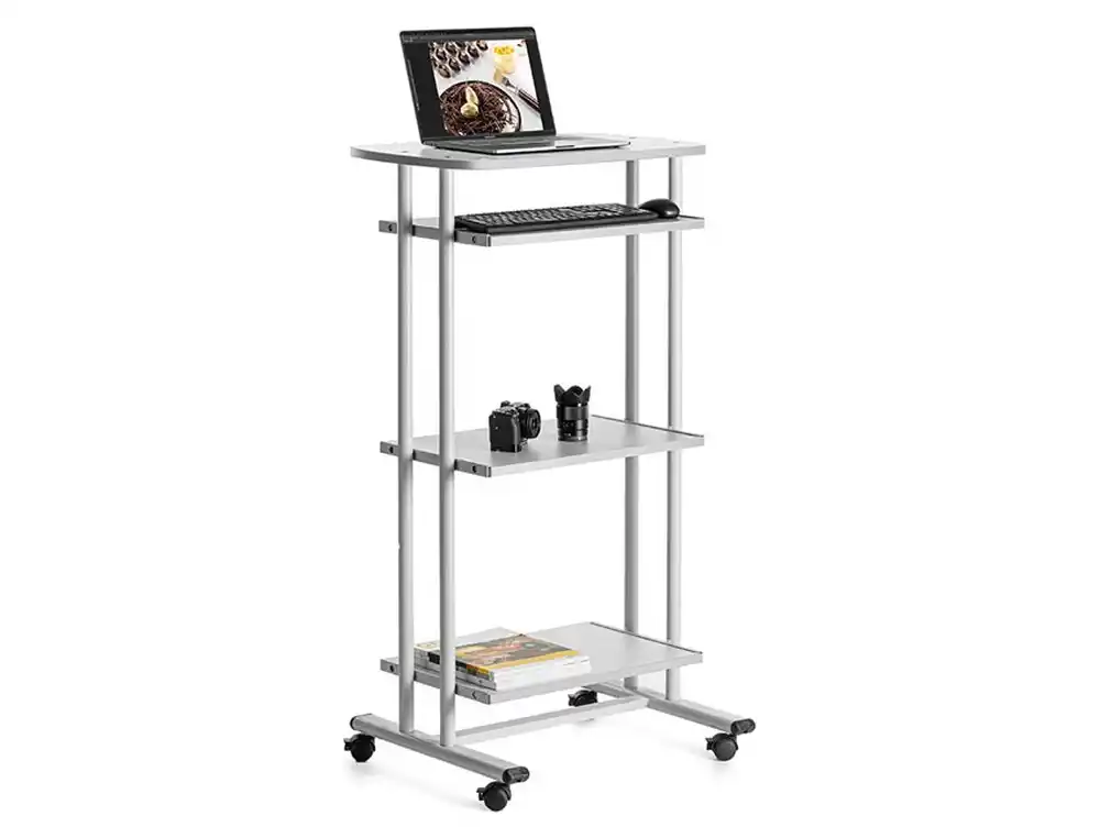 [169544] Mesa ordenador rocada rd-5220 estructura metalica bandejas regulables en altura con teclado extraible