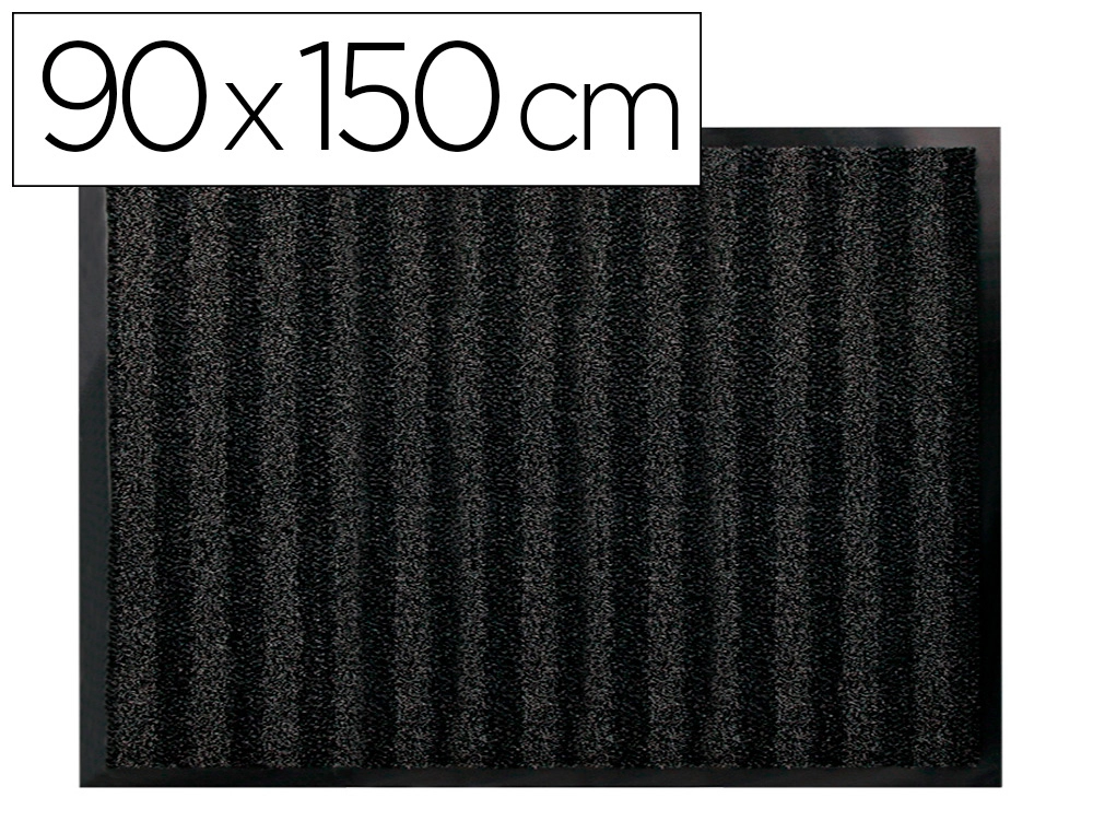 Alfombra para suelo q-connect premium para interiores antideslizante fibra polipropileno y fieltro gris 90x150 cm