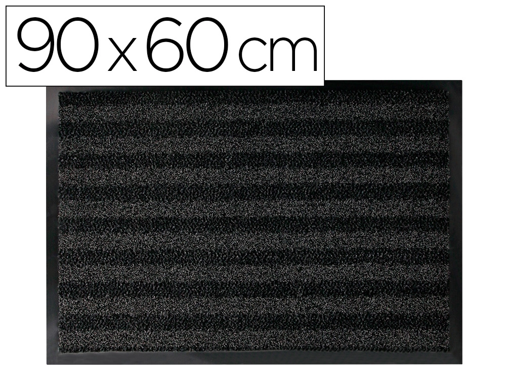 Alfombra para suelo q-connect premium para interiores antideslizante fibra polipropileno y fieltro gris 90x60 cm