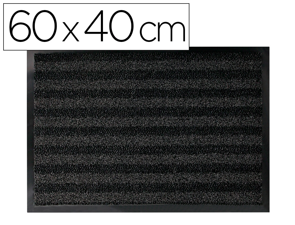 Alfombra para suelo q-connect premium para interiores antideslizante fibra polipropileno y fieltro gris 60x40 cm