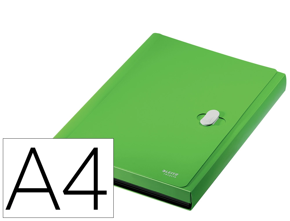 [169299] Carpeta leitz recycle clasificador fuelle polipropileno 5+1 compartimentos din a4 verde