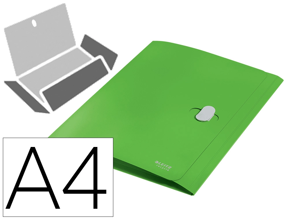 [169295] Carpeta leitz recycle gomas tres solapas din a4 polipropileno verde
