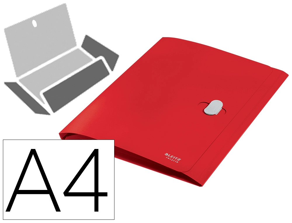 [169293] Carpeta leitz recycle gomas tres solapas din a4 polipropileno rojo