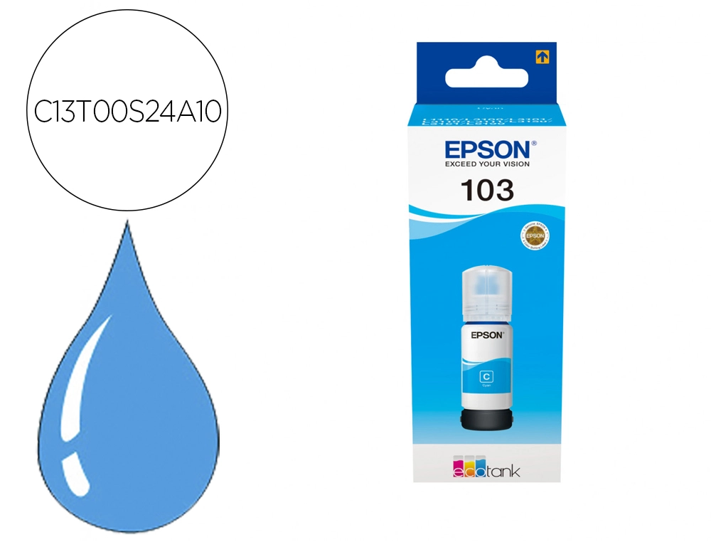 Tinta epson ecotank 103 l3110/3150/3151/5190 cian botella de 65 ml