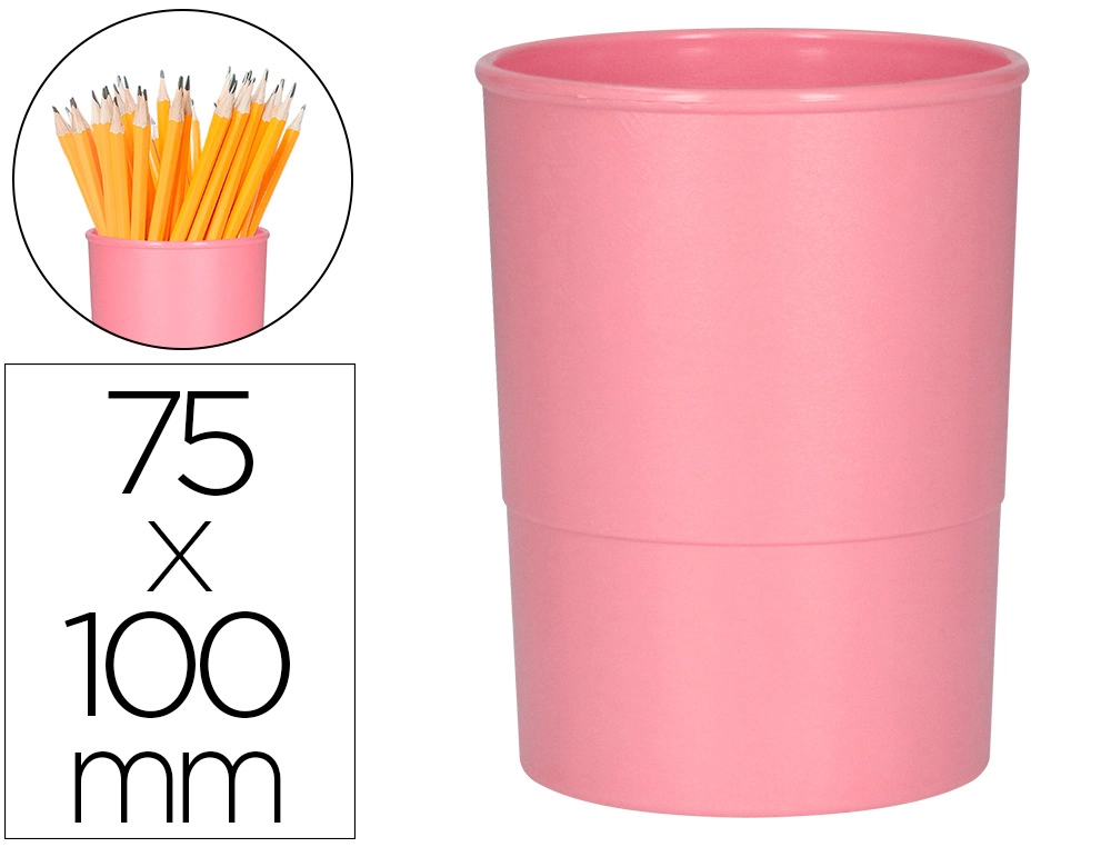 [169179] Cubilete portalapices q-connect rosa pastel opaco plastico diametro 75 mm alto 100 mm