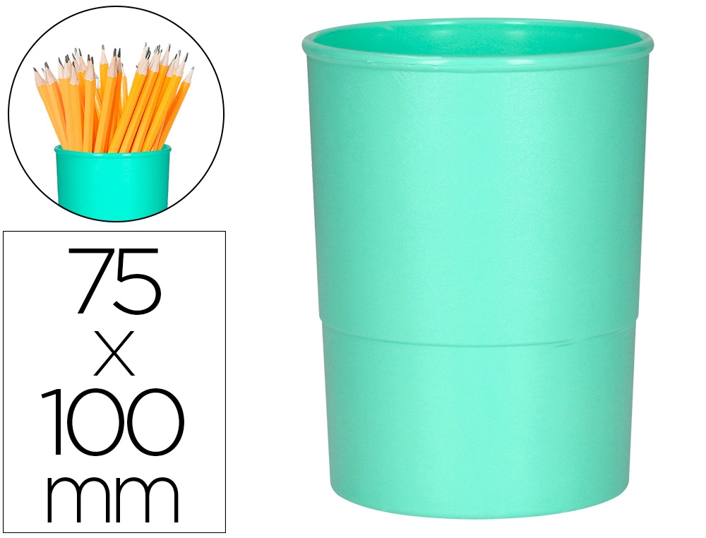 [169178] Cubilete portalapices q-connect verde menta pastel opaco plastico diametro 75 mm alto 100 mm