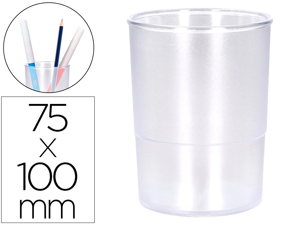 [169177] Cubilete portalapices q-connect transparente plastico diametro 75 mm alto 100 mm