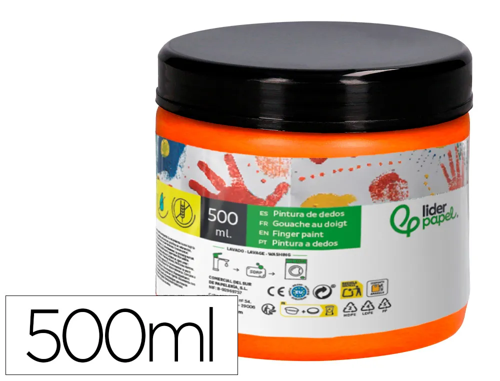 Pintura dedos liderpapel naranja tarrina de 500 cc