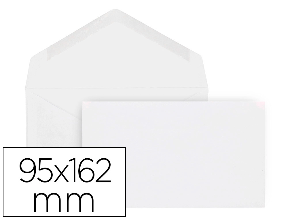 [168329] Sobre liderpapel blanco con fondo 95x162 mm engomado solapa de pico caja de 500 unidades