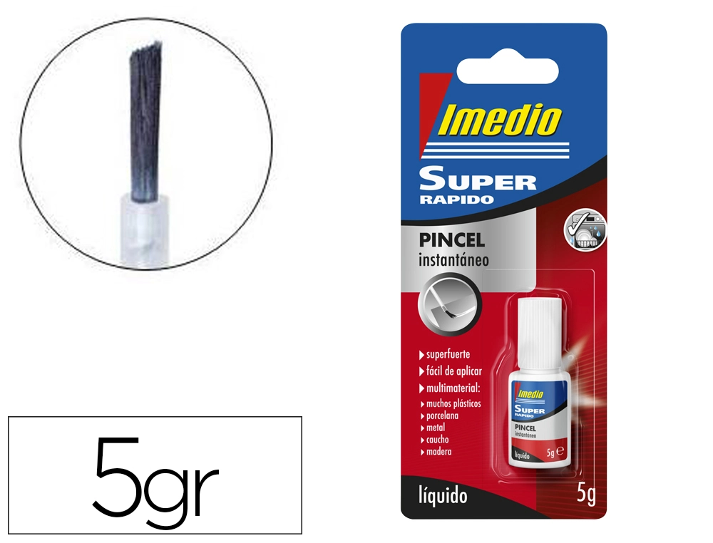 [168065] Pegamento imedio super rapido adhesivo instantaneo pincel bote de 5 g