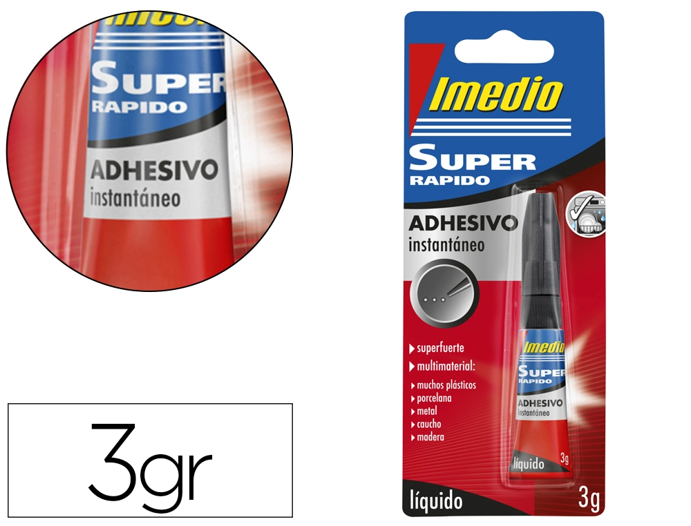 [168063] Pegamento imedio super rapido adhesivo instantaneo bote de 3 g