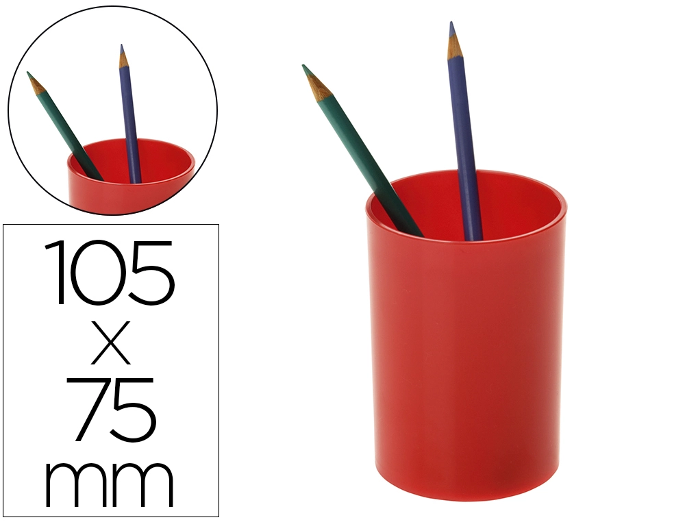 [167984] Cubilete portalapices archivo 2000 rojo opaco plastico 100% reciclado diametro 75 mm alto 105 mm