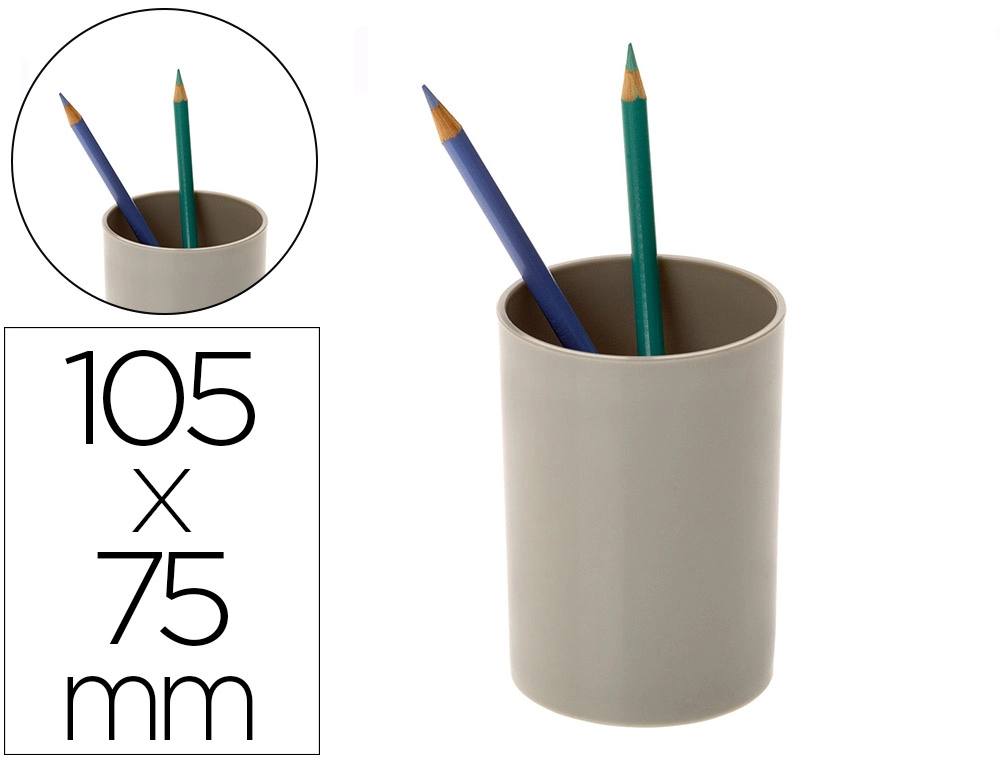 [167983] Cubilete portalapices archivo 2000 gris opaco plastico 100% reciclado diametro 75 mm alto 105 mm