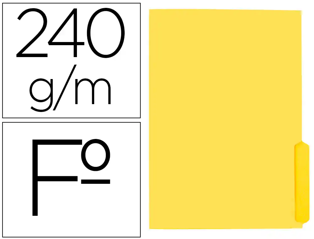 [167196] Subcarpeta cartulina liderpapel folio pestaña derecha 240g/m2 amarillo