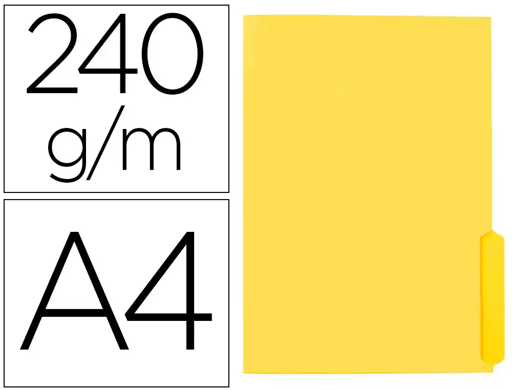 [167195] Subcarpeta cartulina liderpapel din a4 pestaña derecha 240g/m2 color amarillo
