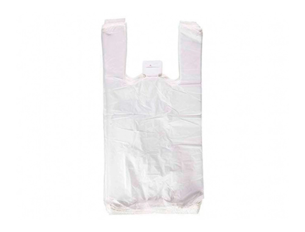 [166790] Bolsa camiseta reciclada 70% blanca 50 mc 35x50 cm apta legislacion de bolsas 2021
