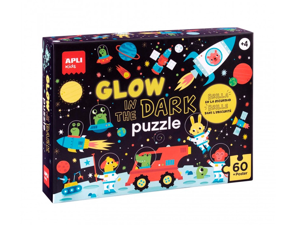 [166671] Puzle apli fluorescente espacio 60 piezas tamaño 6x6 cm