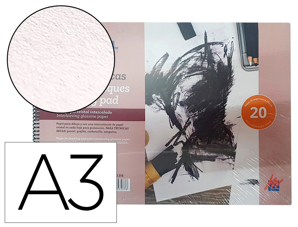 [166574] Bloc dibujo tecnica secas michel espiral din rtecon papel cristal intercalado 20 hojas gr/m2 297x420 mm