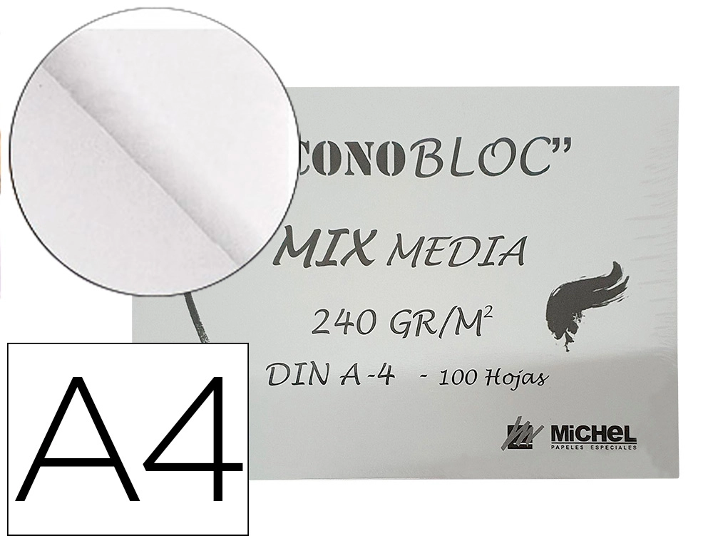 [166571] Bloc dibujo multitecnicas michel econobloc mix media din a4 encolado 100 hojas 240 gr/m2 210x297 mm