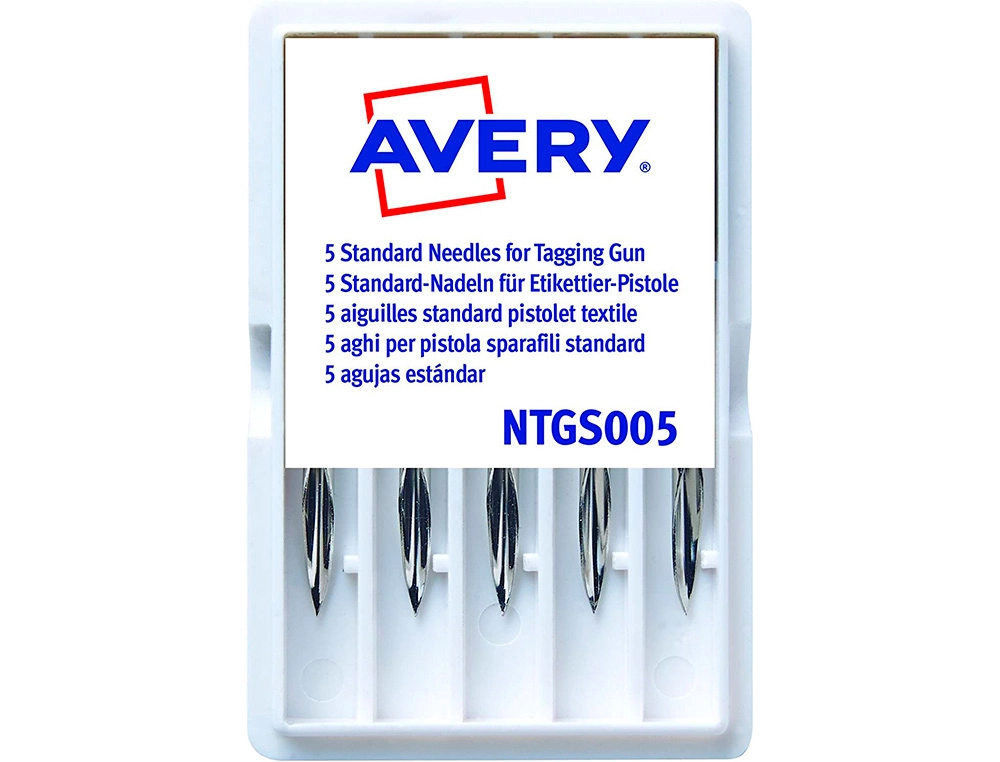 [166446] Repuesto de aguja avery corta estandar base plastico para pistola de navetes tgs005 caja de 5 unidades