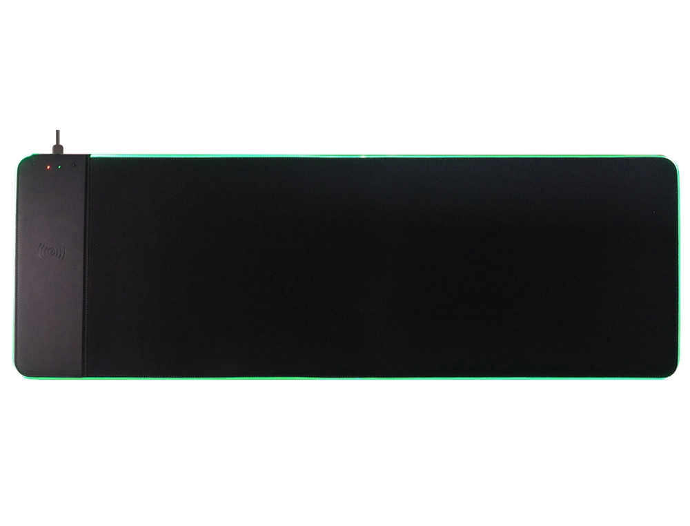 Alfombrilla para raton q-connect con cargador inalambrico e iluminacion rgb color negro 800x300x4 mm