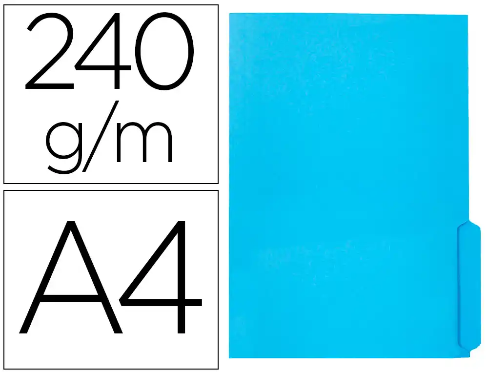 [166333] Subcarpeta cartulina liderpapel din a4 pestaña derecha 240g/m2 azul