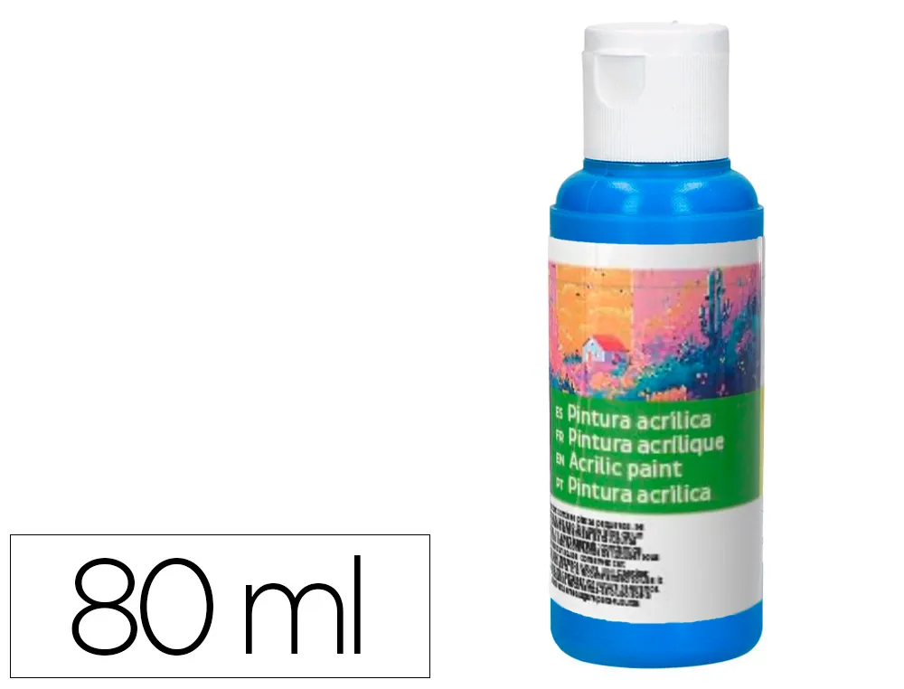 Pintura acrilica liderpapel bote de 80 ml cian