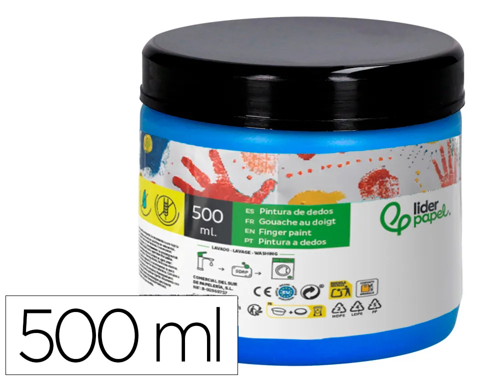 [166291] Pintura dedos liderpapel tarrina de 500 ml azul