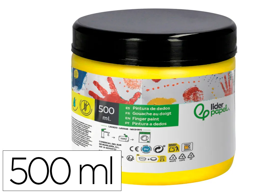[166290] Pintura dedos liderpapel tarrina de 500 ml amarillo
