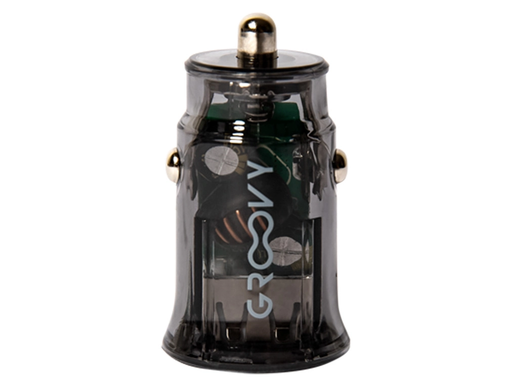 Cargador de coche groovy doble usb a 3.4a gris oscuro