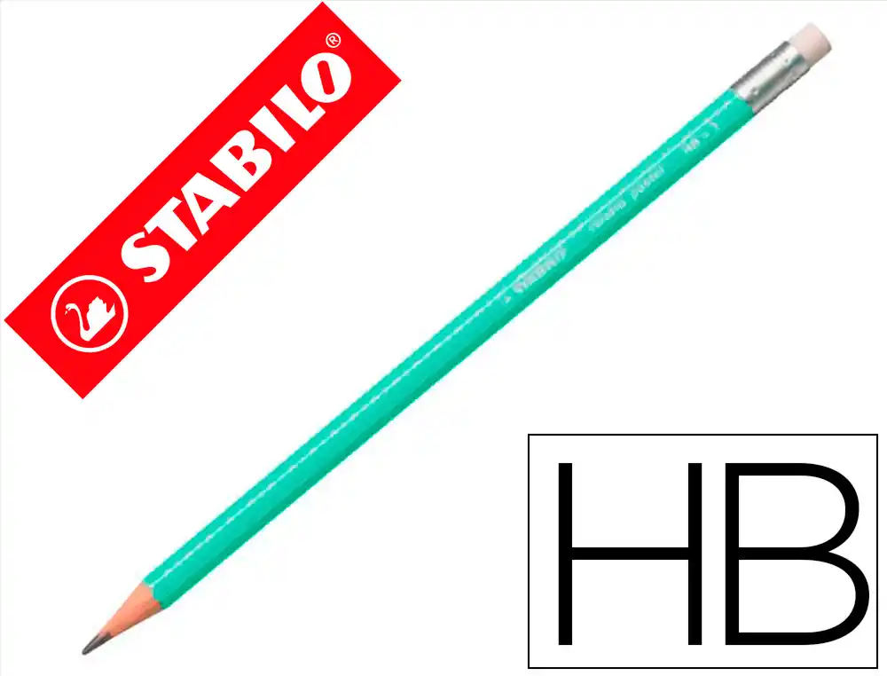 [166240] Lapices de grafito con goma stabilo swano mina 2,2 mm dureza hb verde pastel