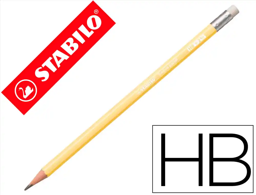 [166239] Lapices de grafito con goma stabilo swano mina 2,2 mm dureza hb amarillo pastel