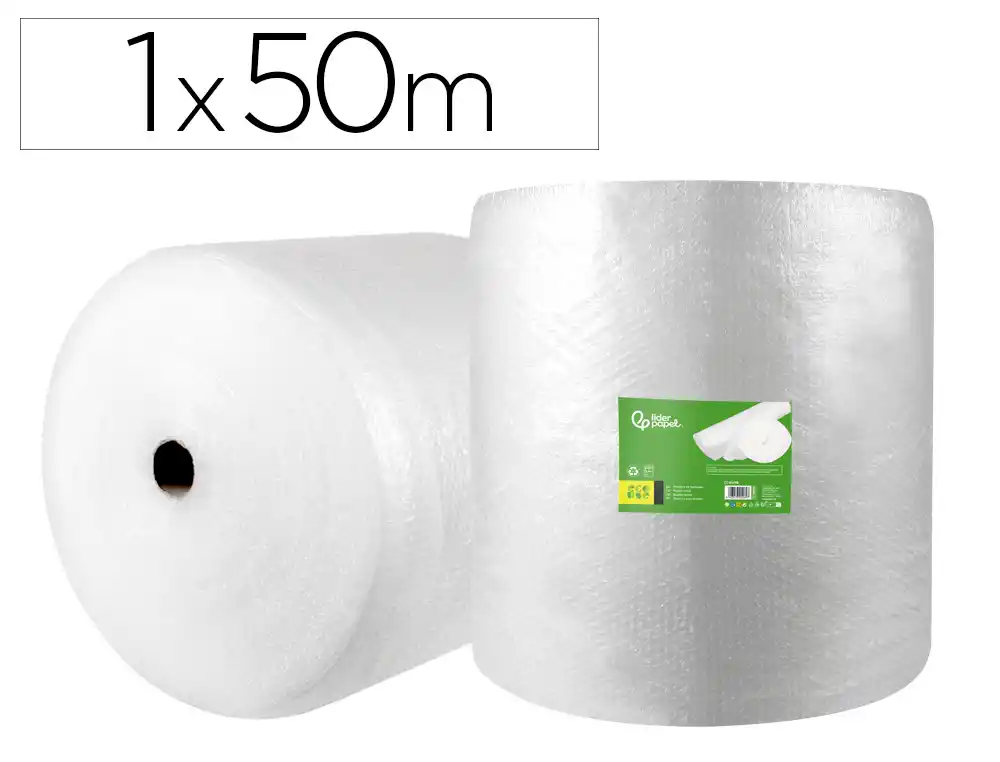 [166168] Plastico burbuja liderpapel ecouse 1x50m 30% de plastico reciclado