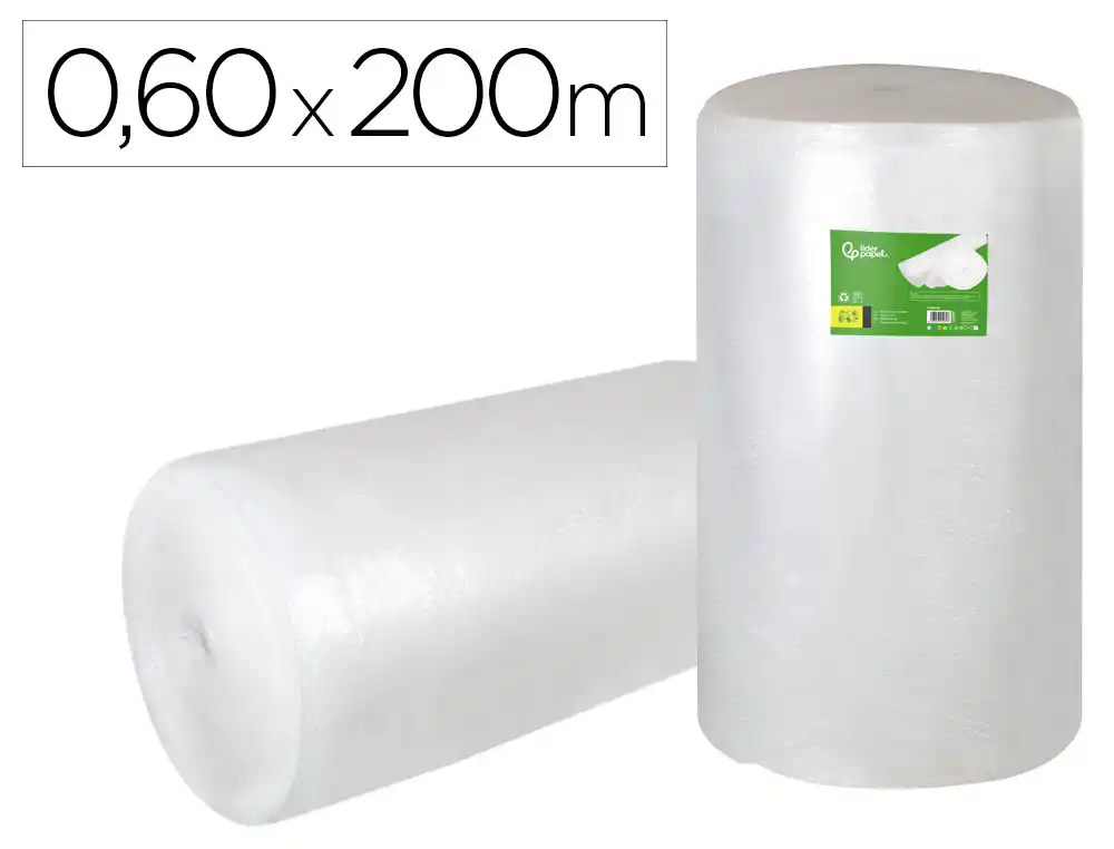 Plastico burbuja liderpapel ecouse 0.60x200m 30% de plastico reciclado