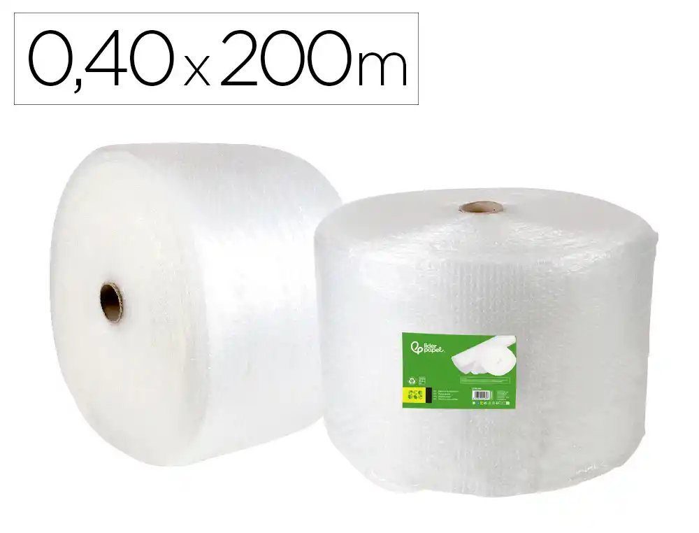 Plastico burbuja liderpapel ecouse 0.40x200m 30% de plastico reciclado