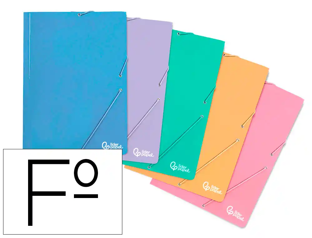 [166148] Carpeta liderpapel gomas tres solapas carton plastificado folio colores pasteles surtidos