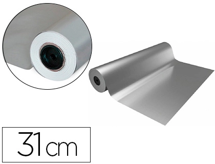 [166109] Papel de regalo basika metalizado plata bobina ancho 31 cm longitud 80 m