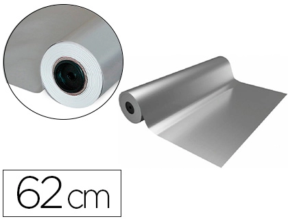 [166108] Papel de regalo basika metalizado plata bobina ancho 62 cm longitud 80 m