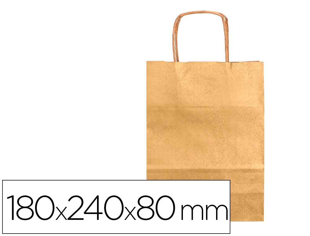 [166081] Bolsa papel q-connect kraft oro xs con asa retorcida 180x240x80 mm