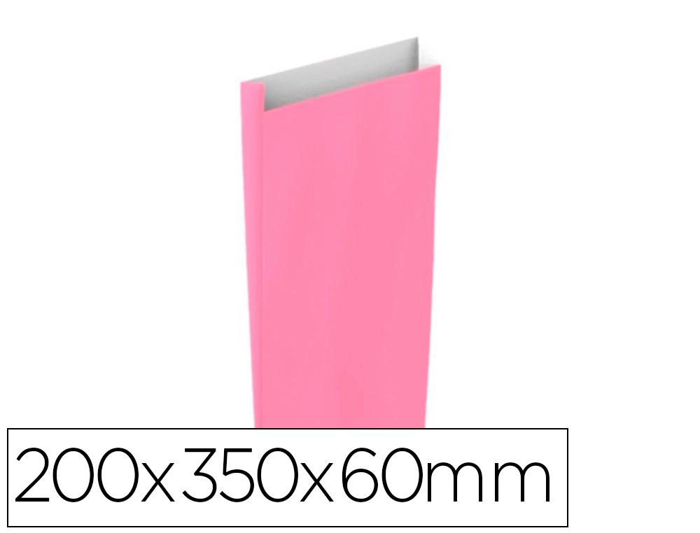 [166079] Sobre papel basika celulosa rosa con fuelle m 200x350x60 mm paquete de 25 unidades